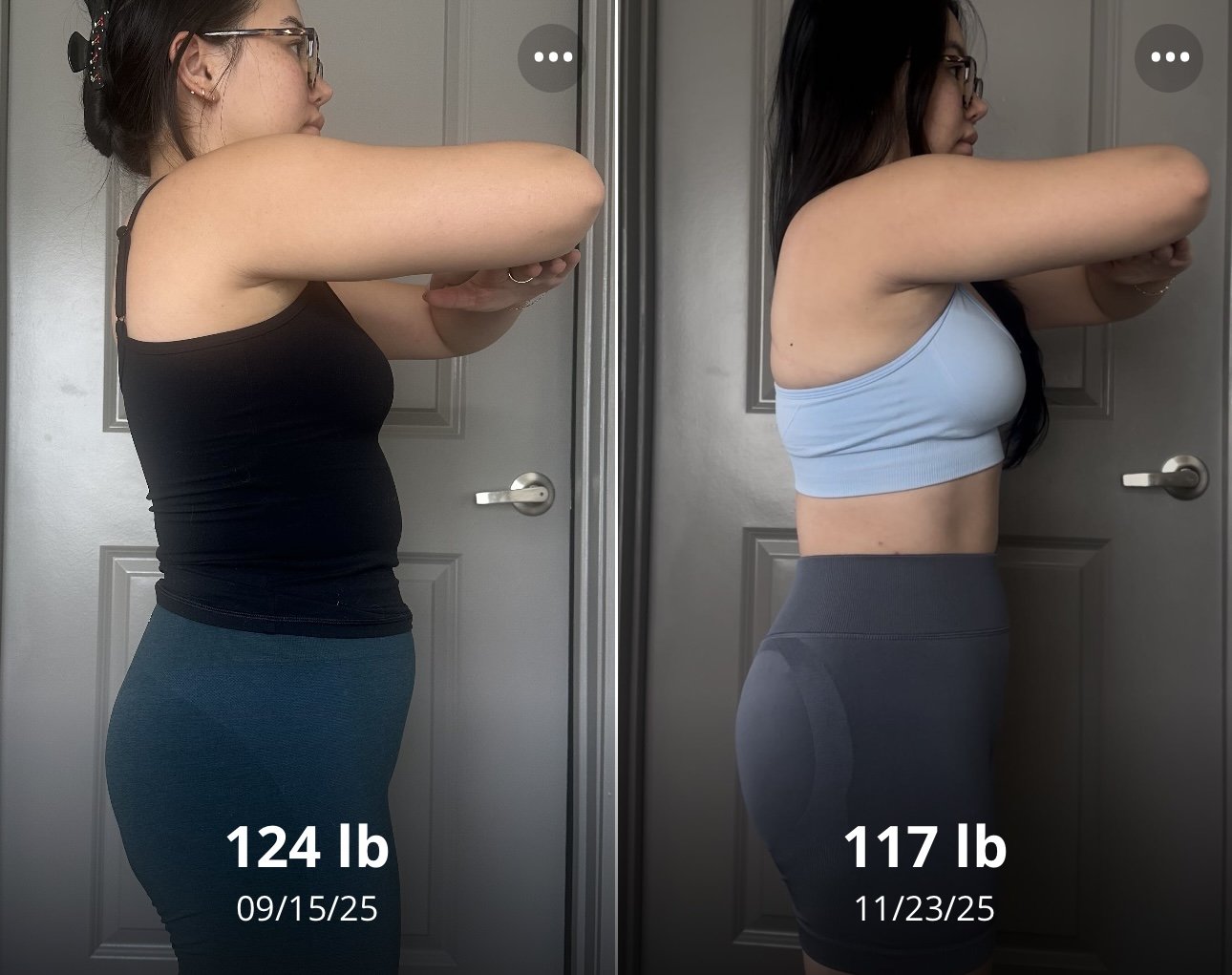 Client progress with starting and current weight