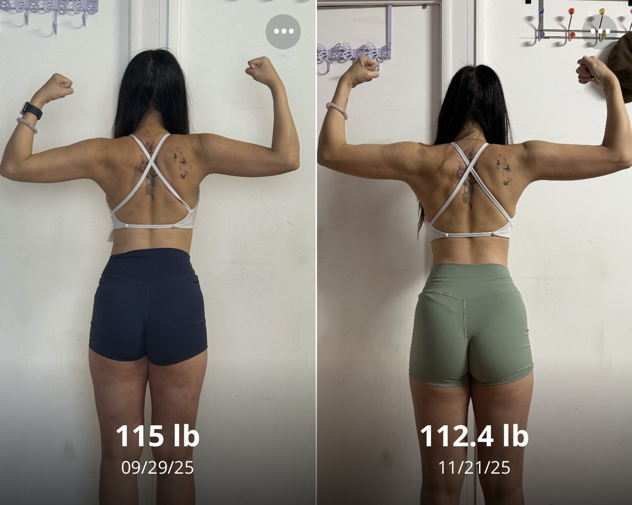 Client progress with starting and current weight