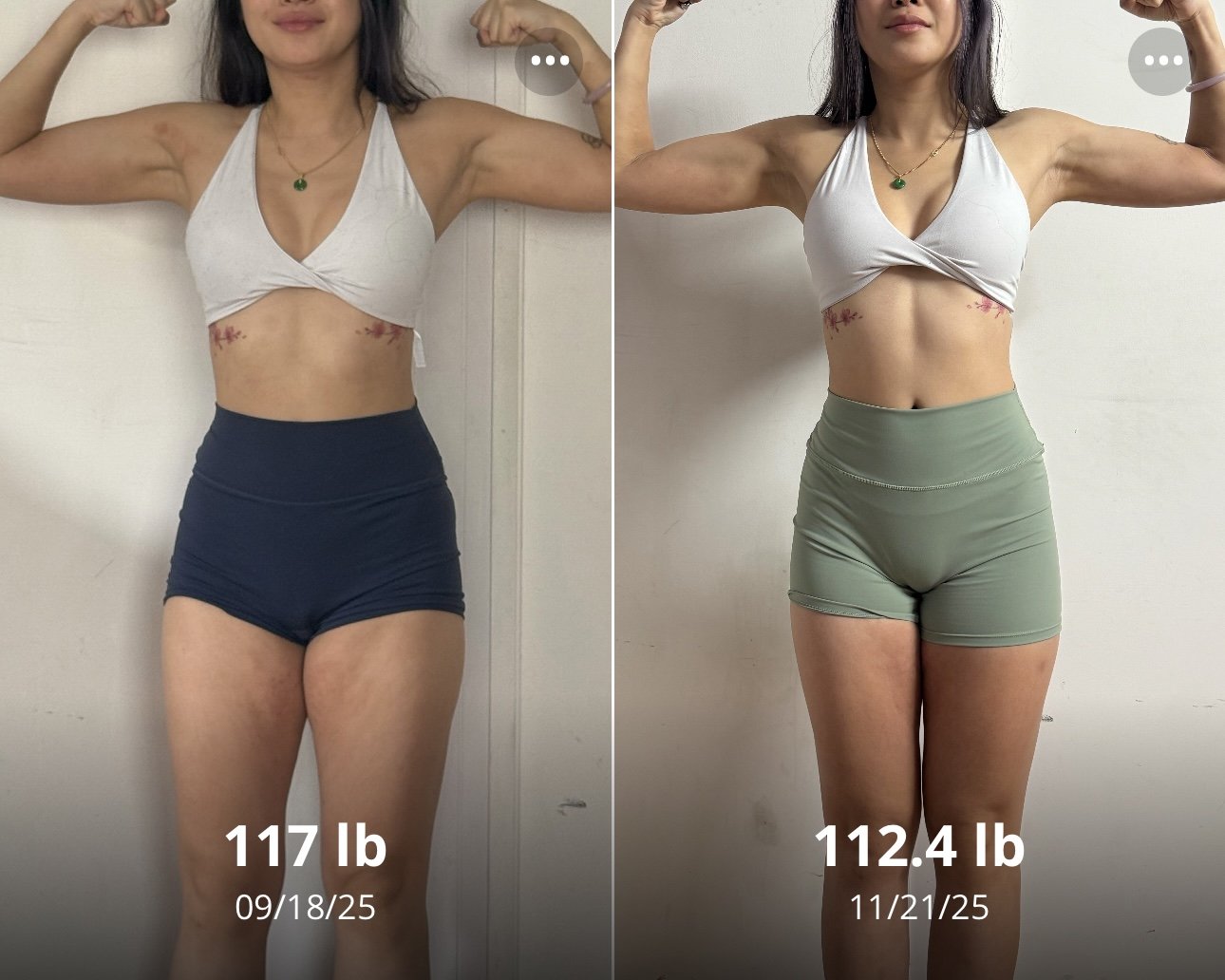 Client progress with starting and current weight
