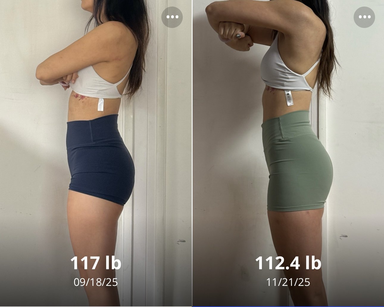 Client progress with starting and current weight