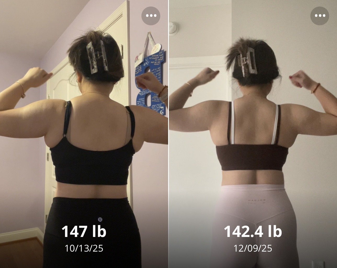 Client progress with starting and current weight