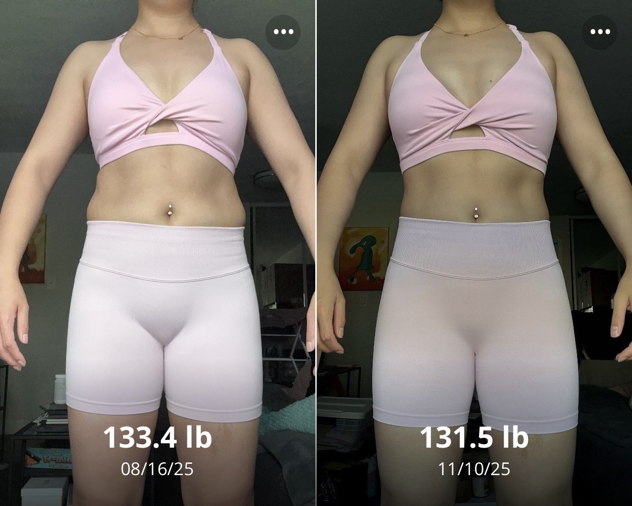 Client progress with starting and current weight