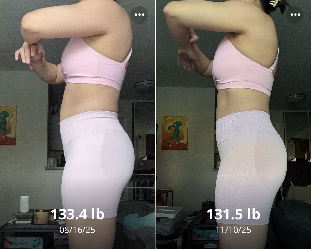 Client progress with starting and current weight