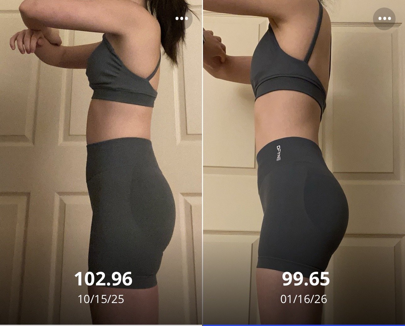Client progress with starting and current weight