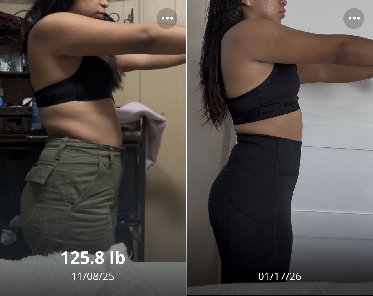 Client progress with starting and current weight