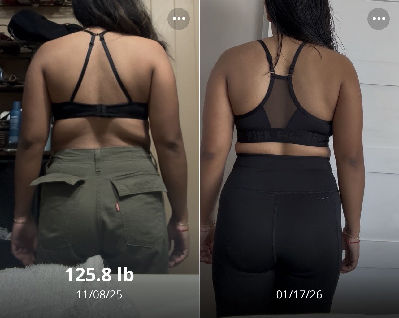 Client progress with starting and current weight