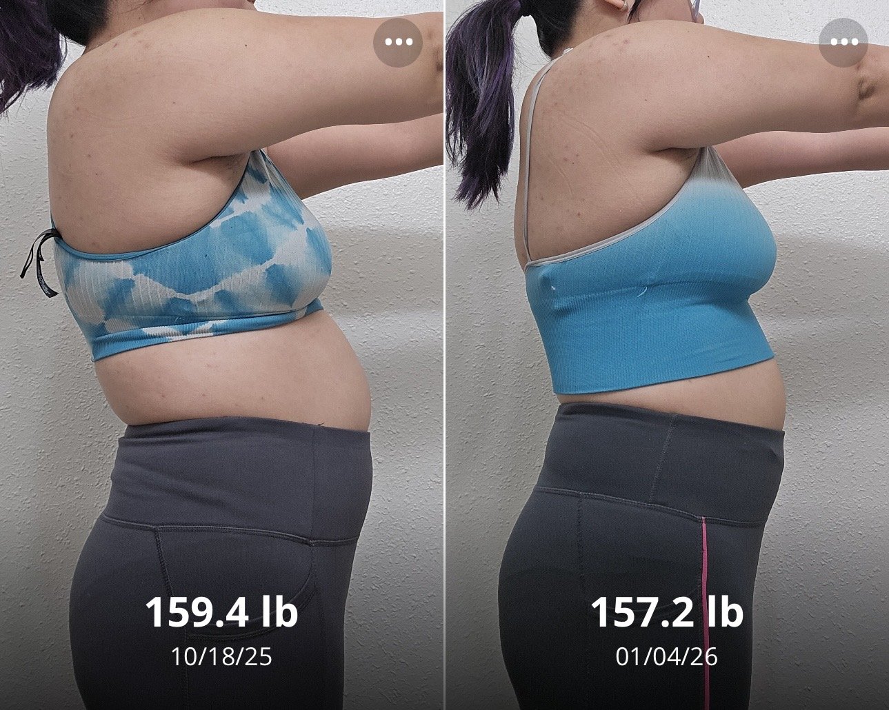 Client progress with starting and current weight