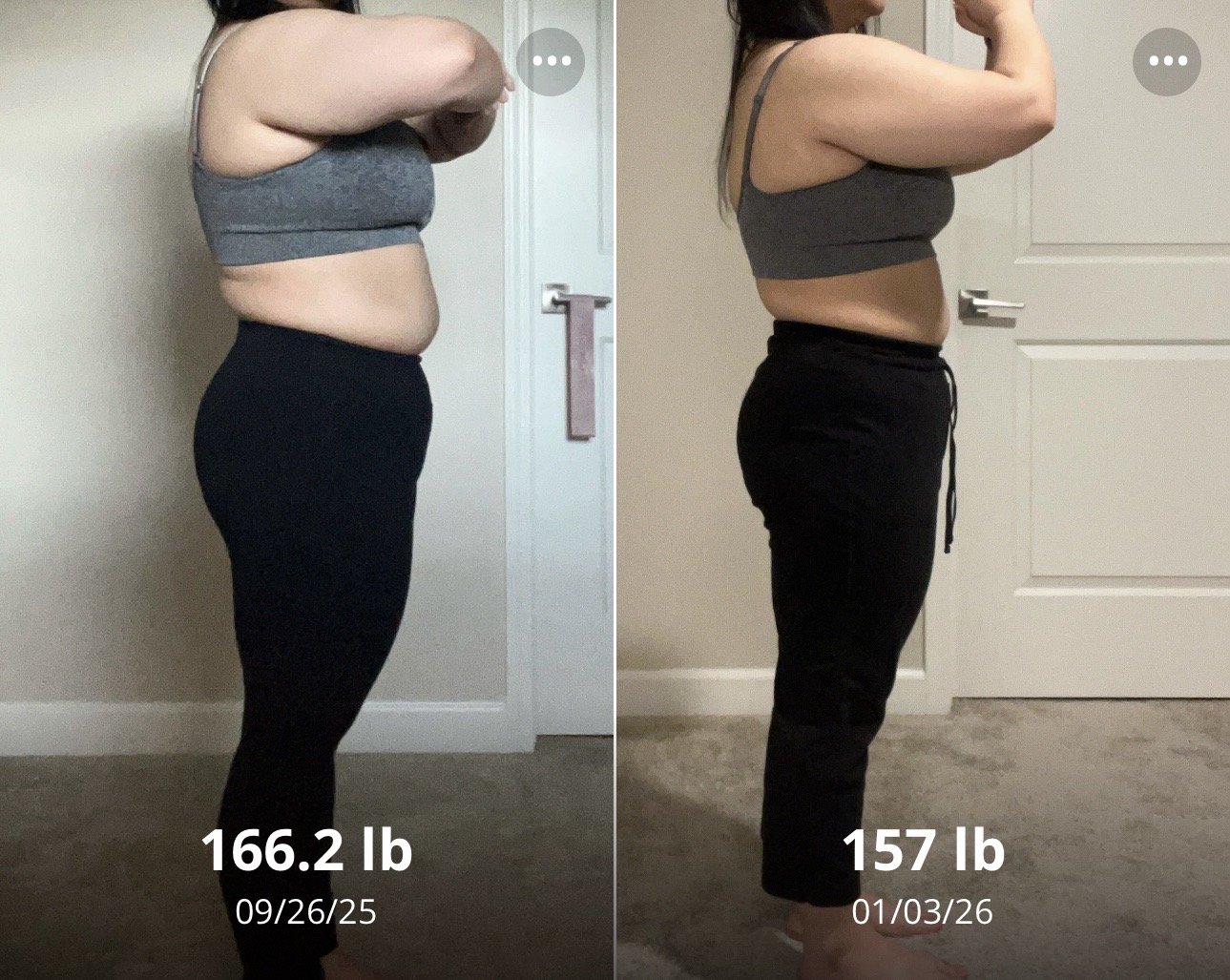 Client progress with starting and current weight