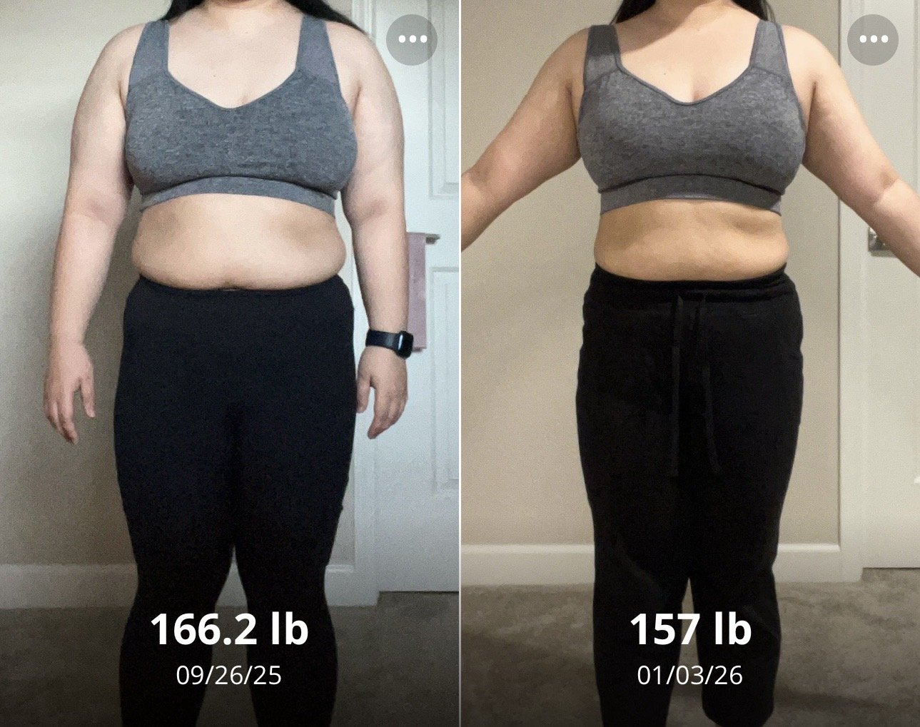 Client progress with starting and current weight