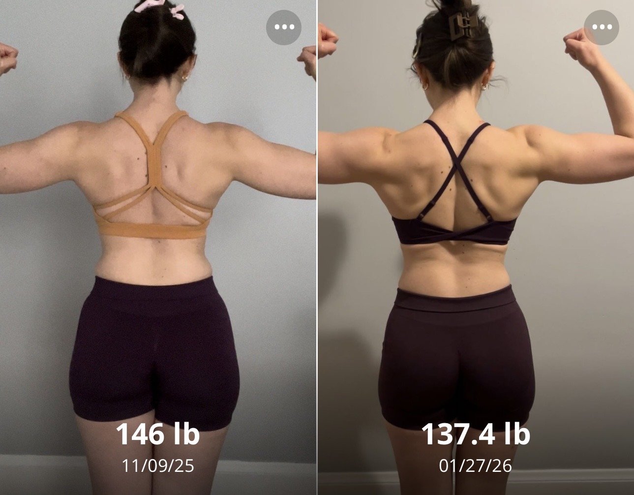 Client progress with starting and current weight