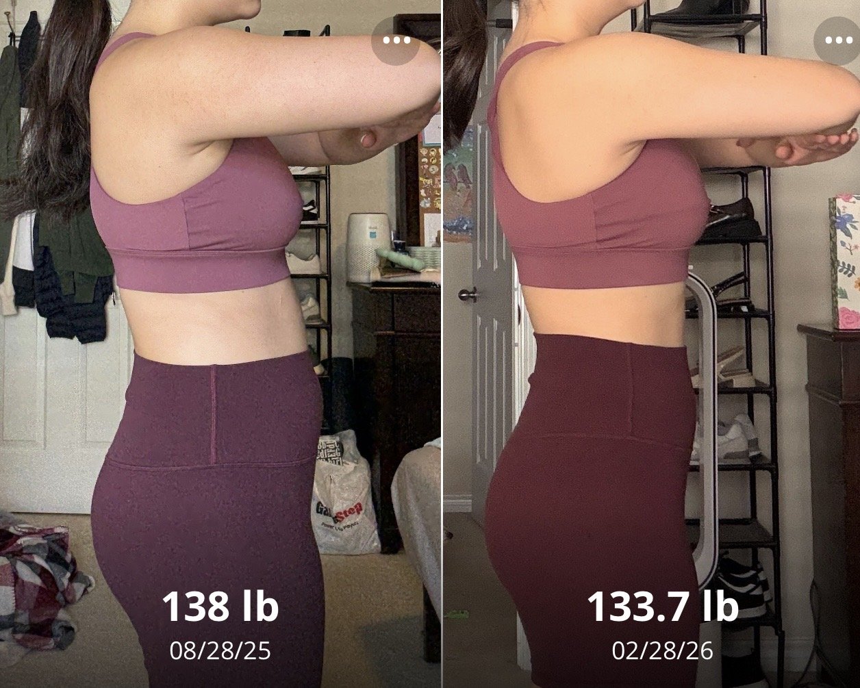 Client progress with starting and current weight