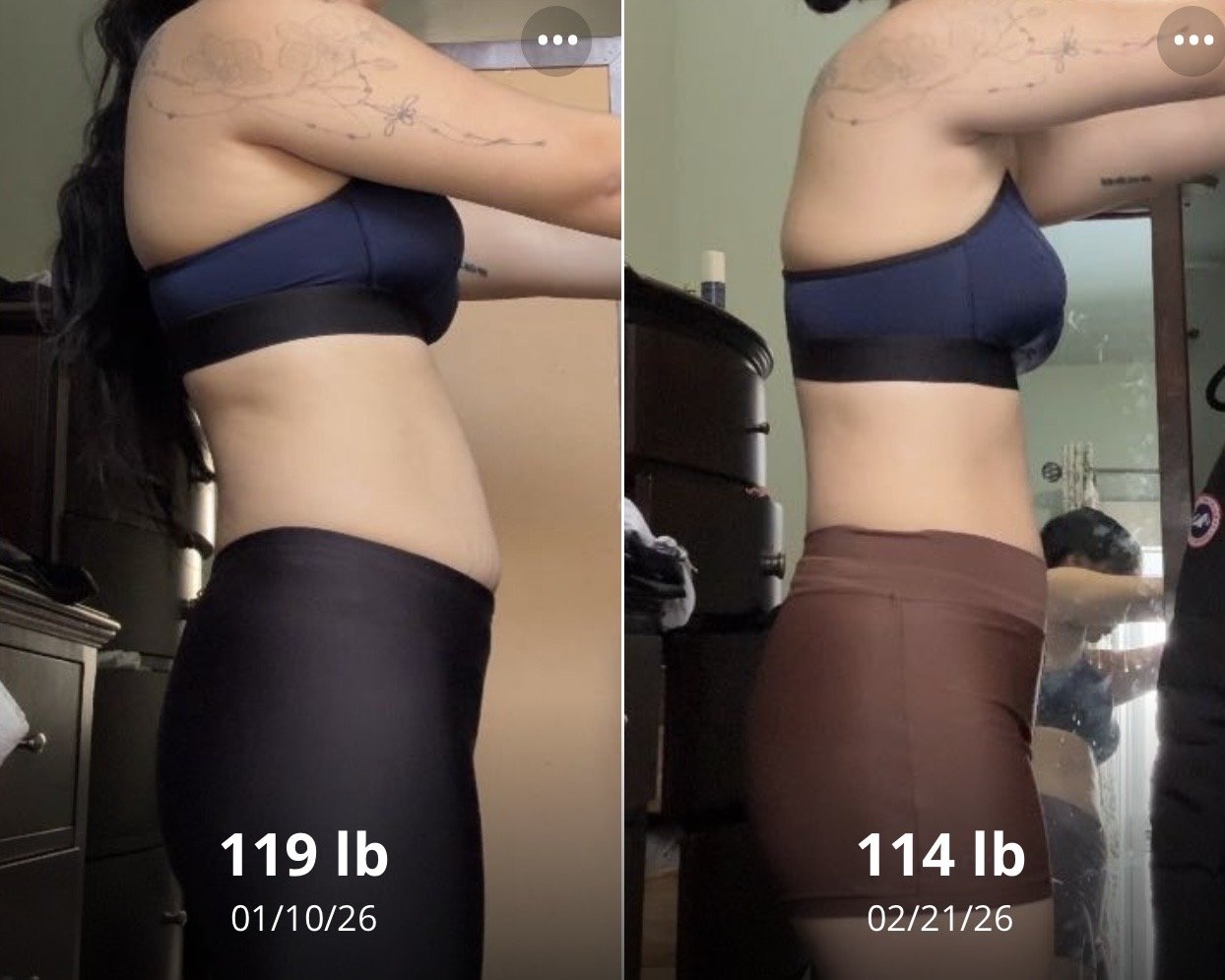 Client progress with starting and current weight