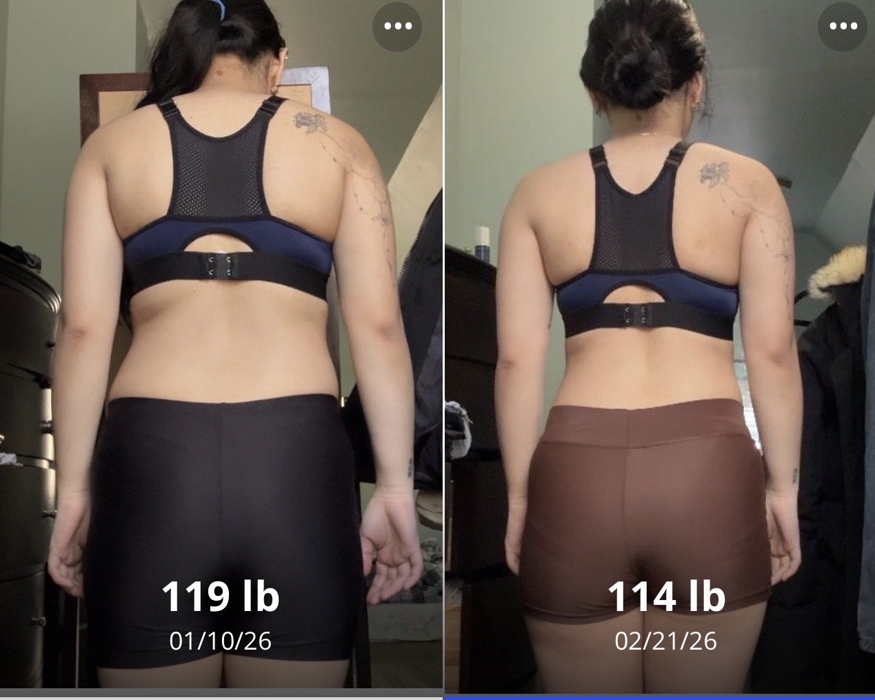 Client progress with starting and current weight