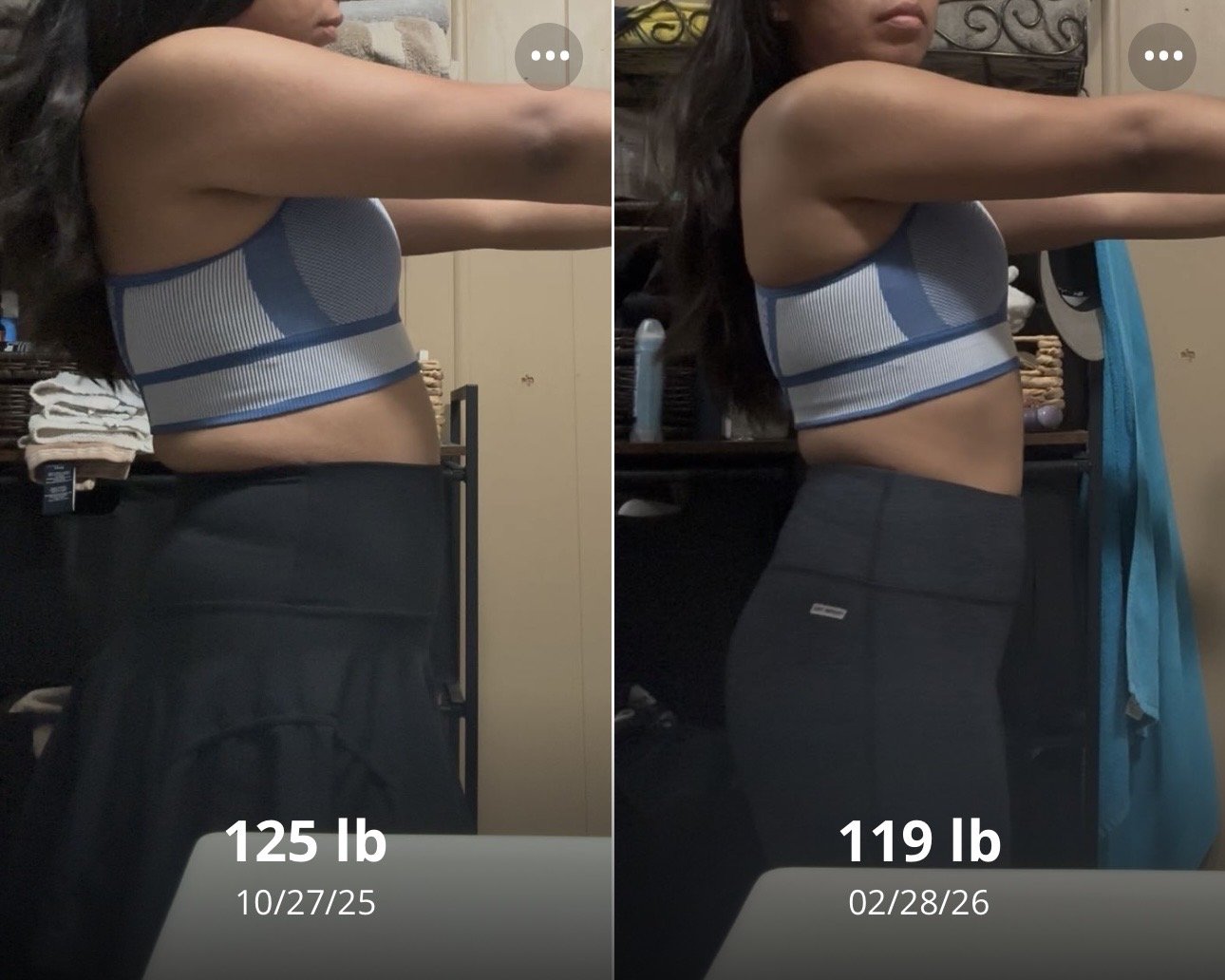 Client progress with starting and current weight