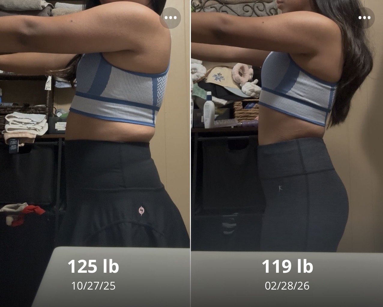 Client progress with starting and current weight