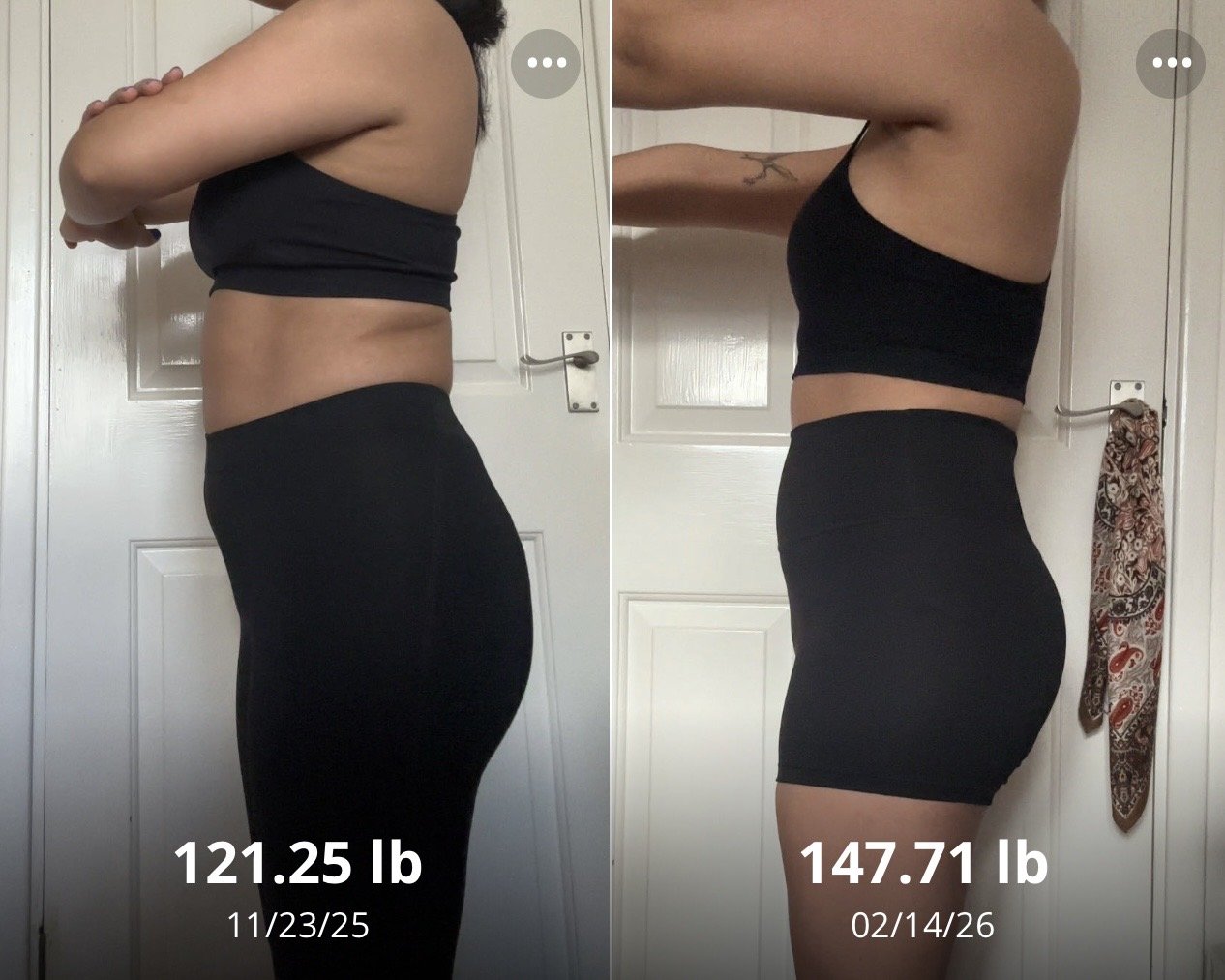 Client progress with starting and current weight