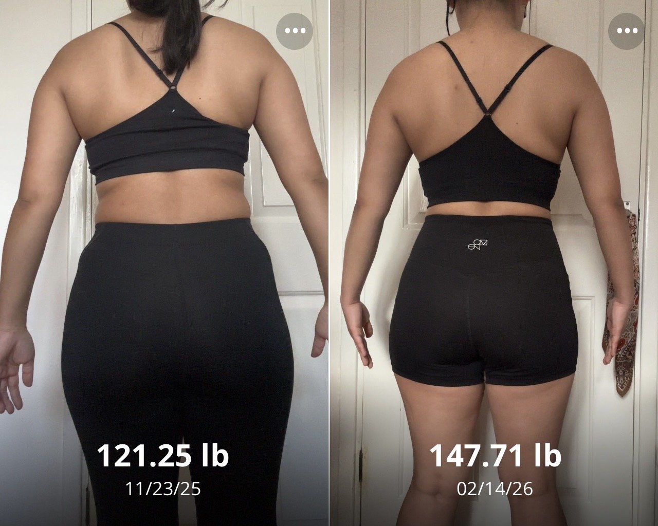 Client progress with starting and current weight