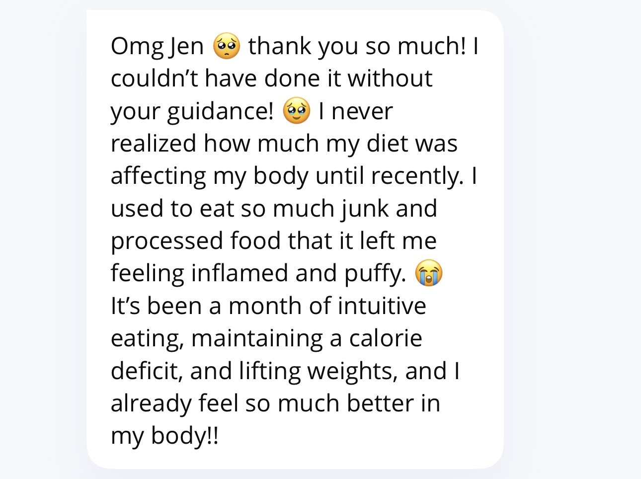 Message from a client to Jen