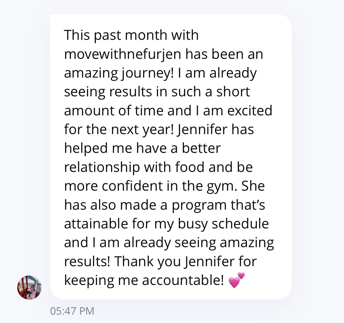 Message from a client to Jen